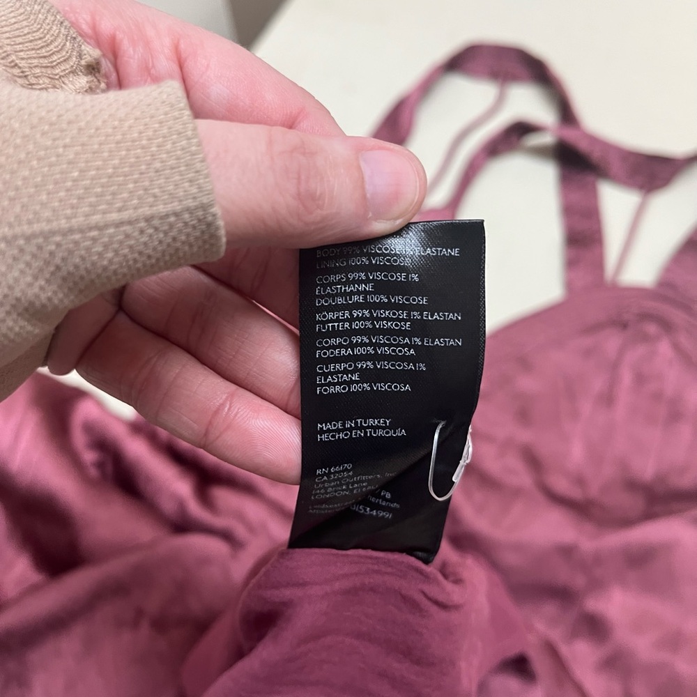 Anthropologie size 12 mauve satin cross back midi dress - Picture 7 of 15